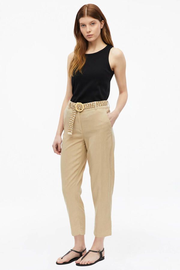 S.Oliver relaxed high waist broek met linnen beige - Foto 2