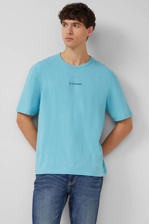 S.Oliver relaxed T-shirt met backprint blauw