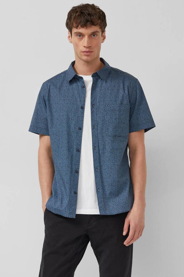 S.Oliver slim casual overhemd donkerblauw