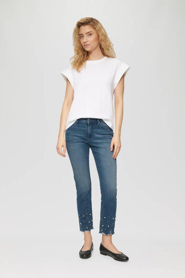 S.Oliver RED LABEL Slim fit jeans van katoenmix met sierstenen model 'BETSY'