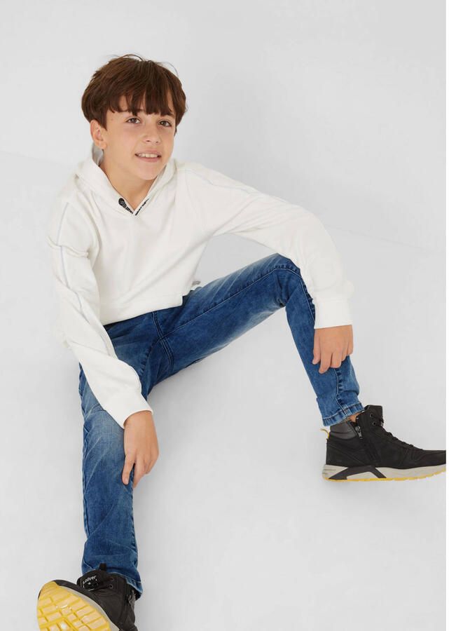 S.Oliver slim fit jeans stonewashed Blauw Jongens Stretchdenim Effen 140