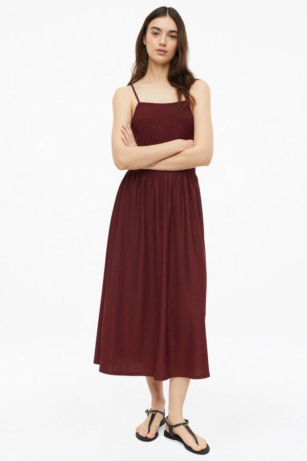 S.Oliver slim fit midi jurk donkerrood