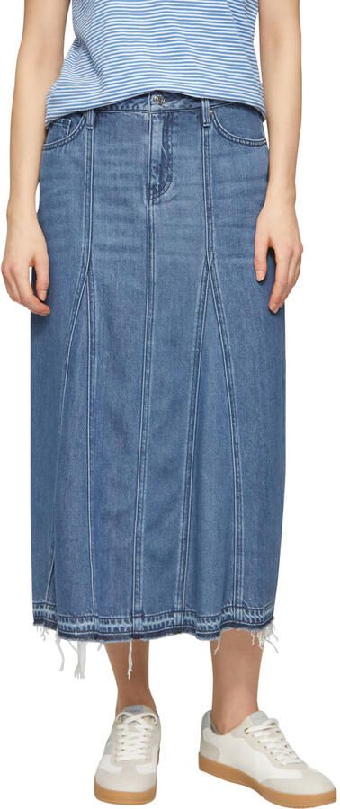 S.Oliver RED LABEL Uitlopende midirok in denim met gerafelde zoom model 'SKIRT' - Foto 2