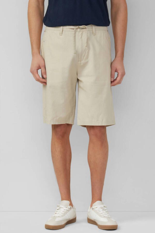 S.Oliver straight bermuda short met linnen beige