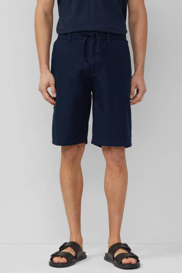 S.Oliver straight bermuda short met linnen donkerblauw