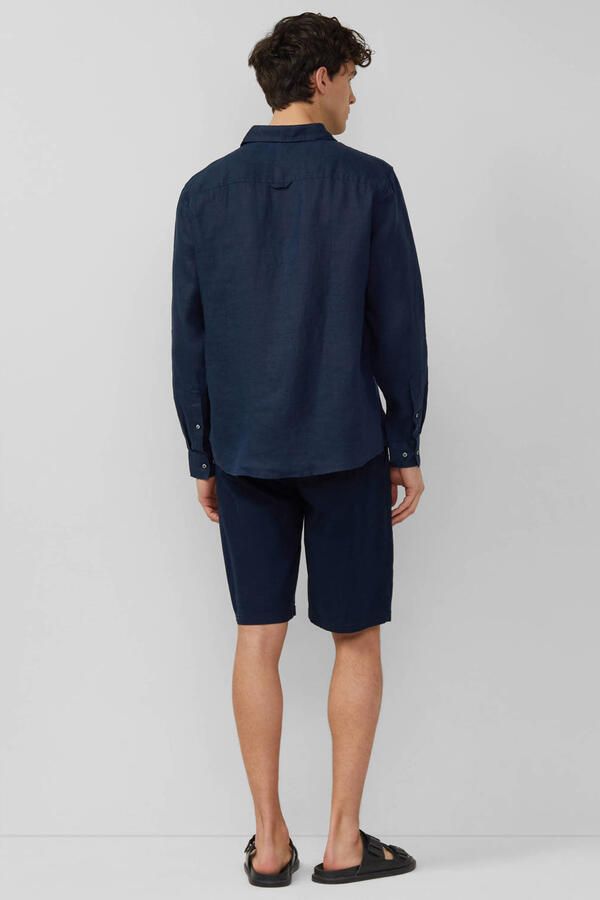 S.Oliver straight bermuda short met linnen donkerblauw - Foto 3