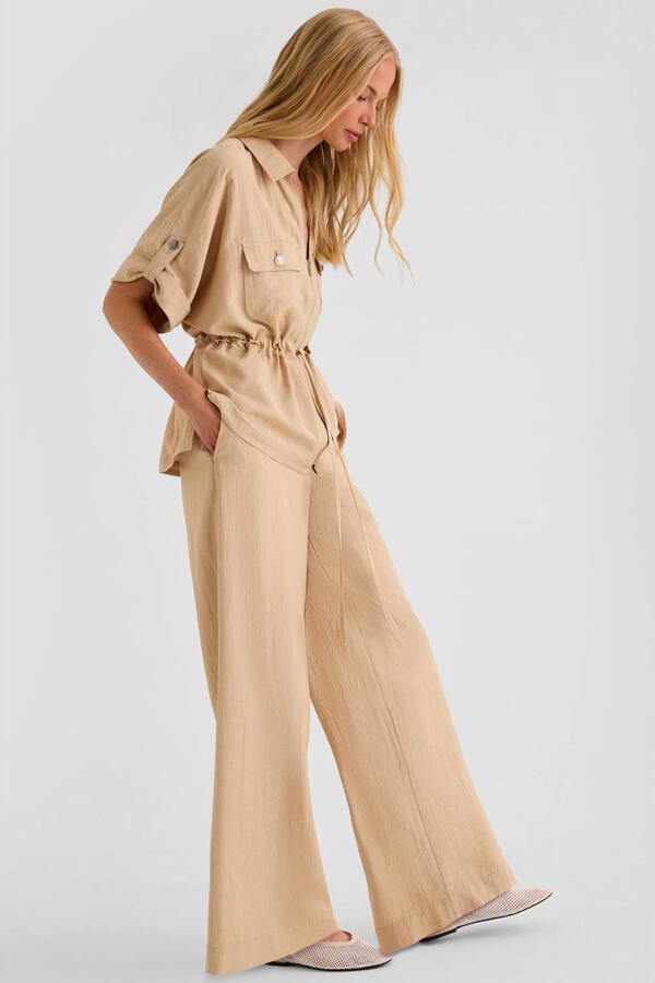 S.Oliver straight high waist broek beige - Foto 2