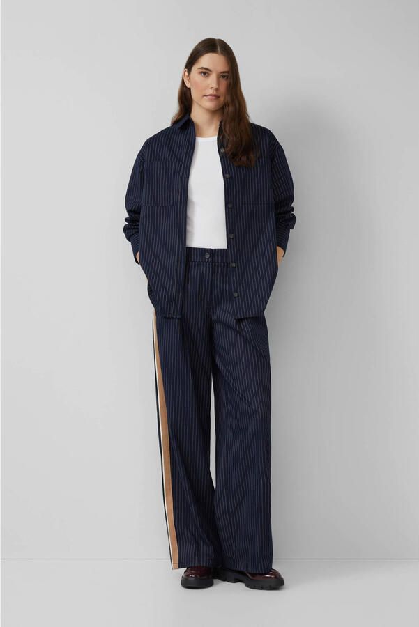 S.Oliver straight high waist pantalon marineblauw