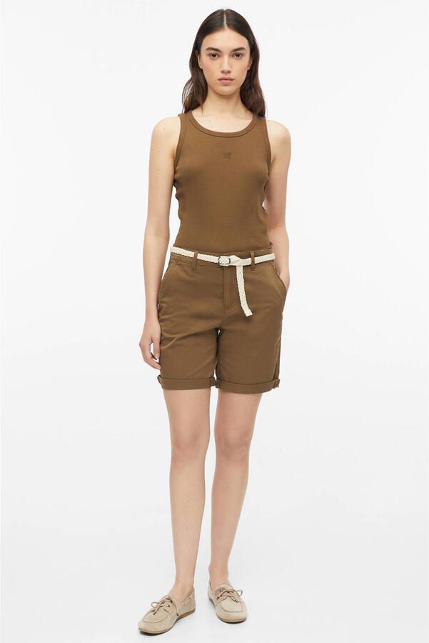 S.Oliver straight leg bermuda short met ceintuur bruin - Foto 3