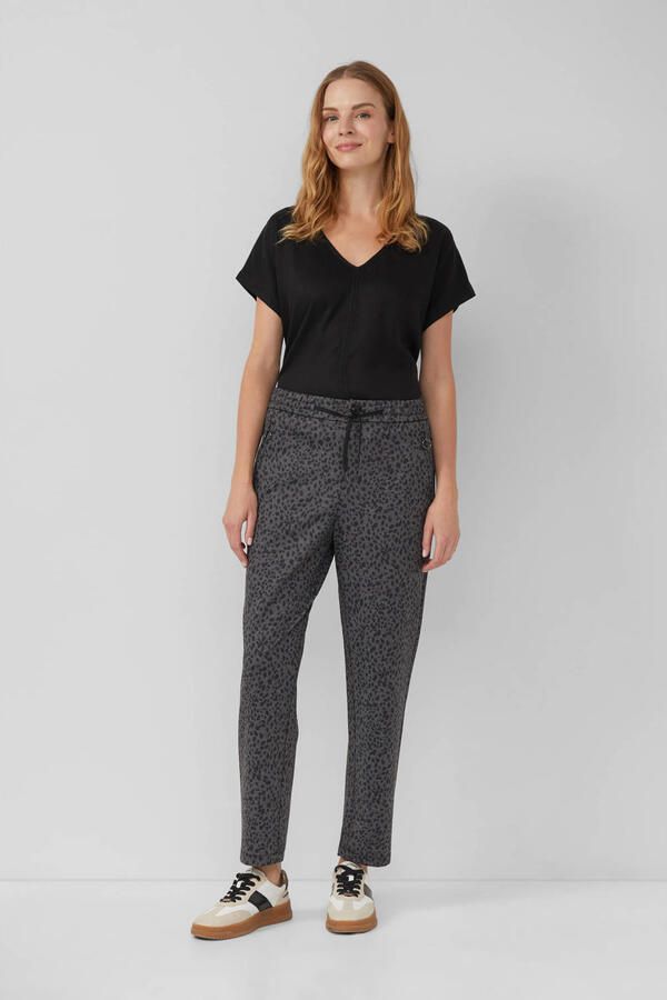 S.Oliver straight regular waist broek zwart