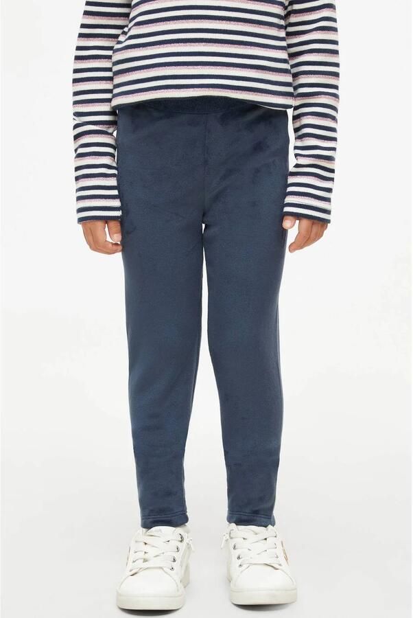 S.Oliver suède legging blauw Broek Meisjes Polyester Effen glitter