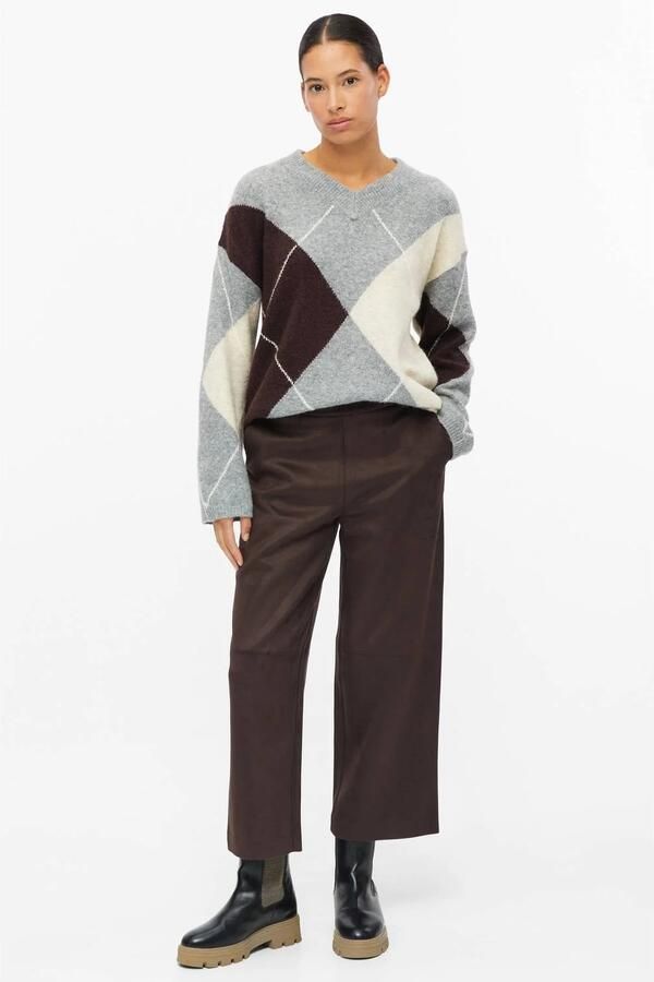 S.Oliver suèdelook wide leg regular waist culotte bruin - Foto 2