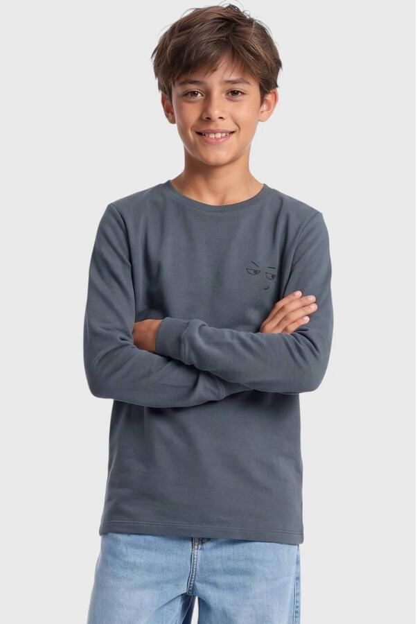 S.Oliver sweater antraciet Grijs Jongens Katoen Ronde hals Effen