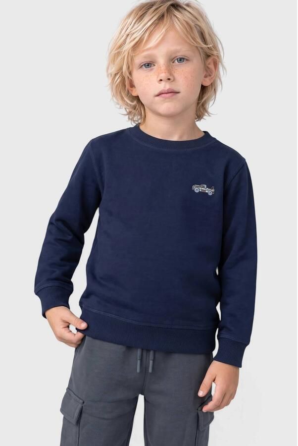 S.Oliver sweater donkerblauw Jongens Katoen Ronde hals Effen glitter