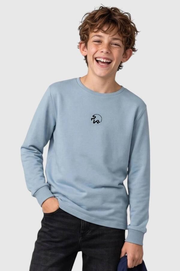 S.Oliver sweater lichtblauw Jongens Katoen Ronde hals Effen