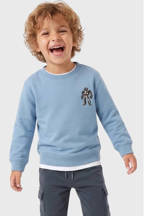 S.Oliver sweater lichtblauw Jongens Katoen Ronde hals Effen glitter - Foto 3