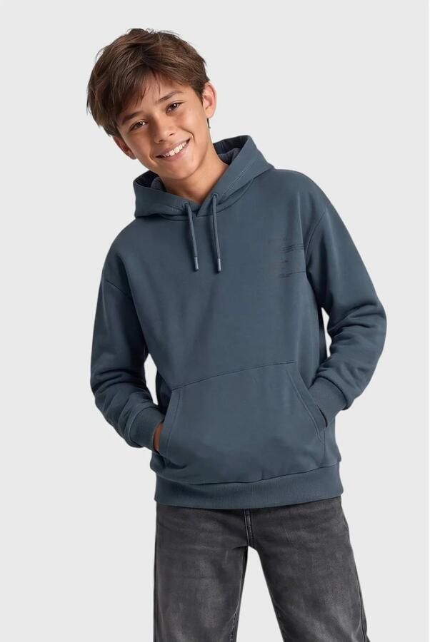 S.Oliver sweater met backprint antraciet Grijs Jongens Polyester Capuchon