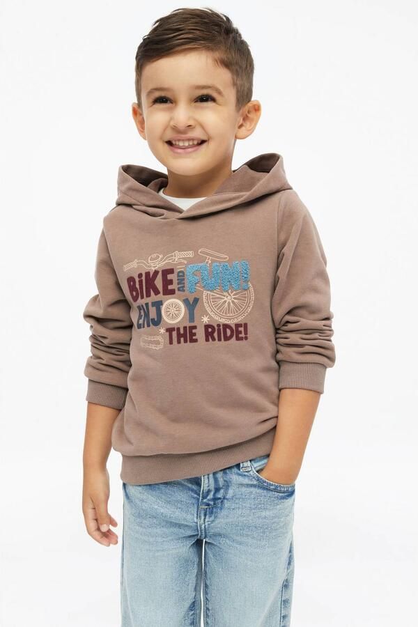 S.Oliver sweater met print bruin Printopdruk