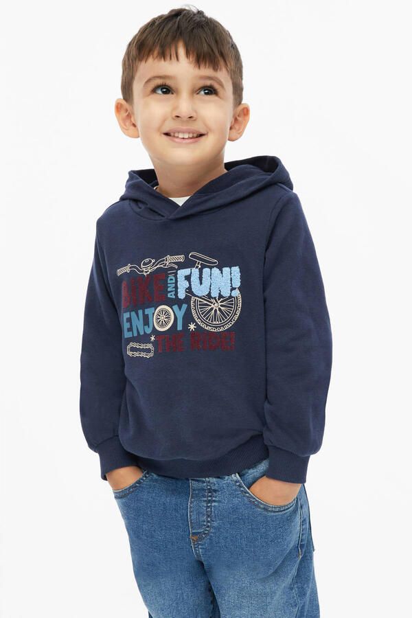 S.Oliver sweater met print donkerblauw Printopdruk