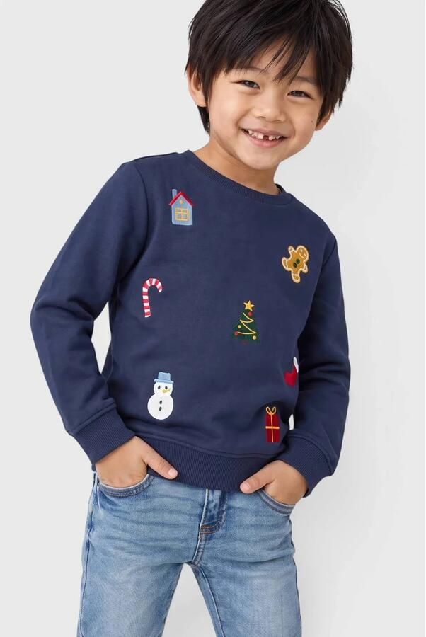 S.Oliver sweater met print donkerblauw All over print