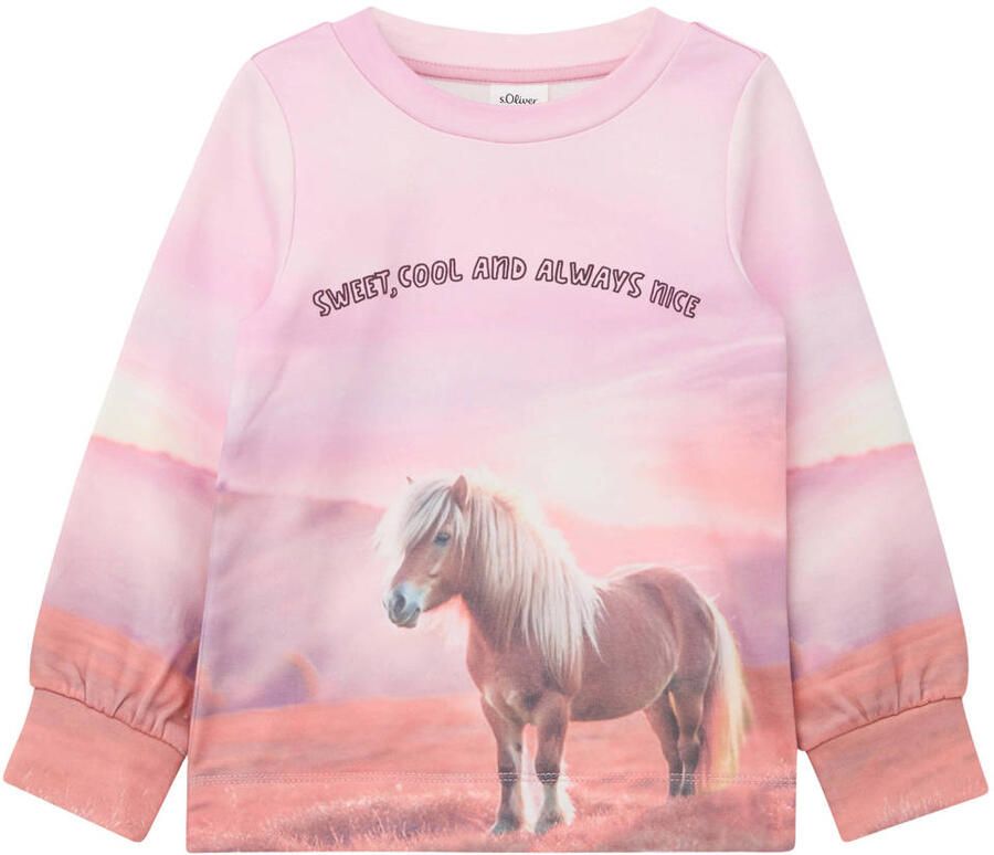 S.Oliver sweater met print lichtroze roze