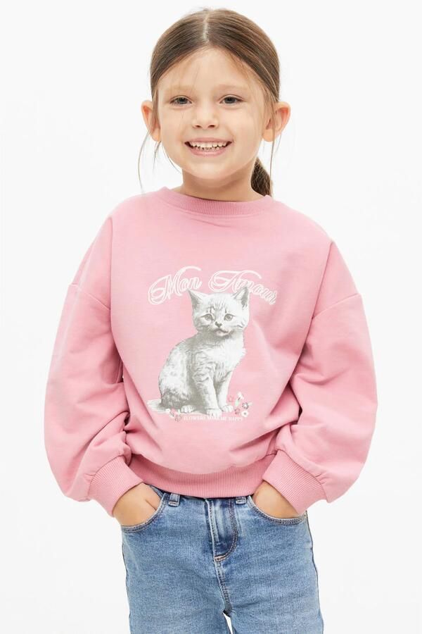 S.Oliver sweater met print roze