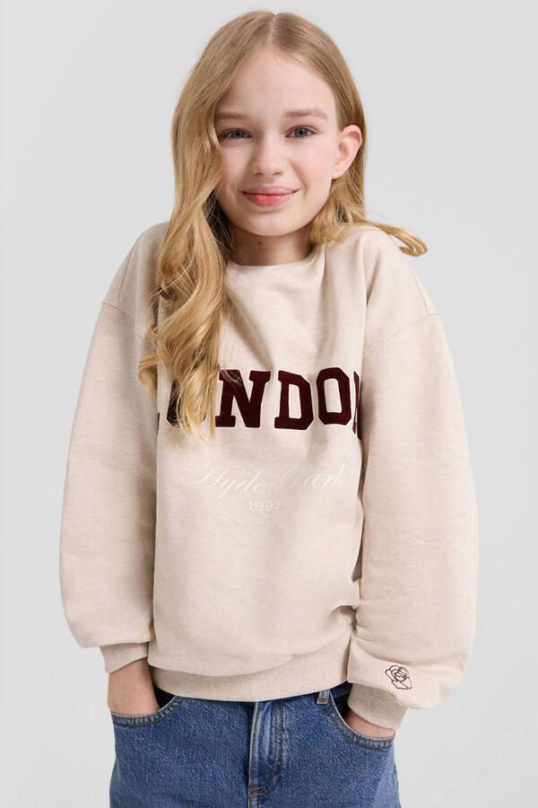 S.Oliver sweater met tekst beige - Foto 2
