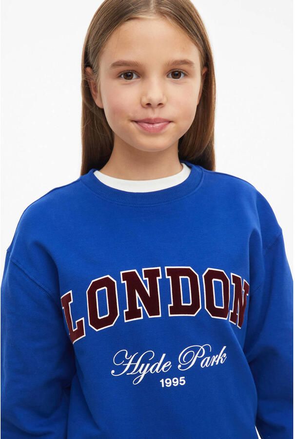 S.Oliver sweater met tekst blauw - Foto 2