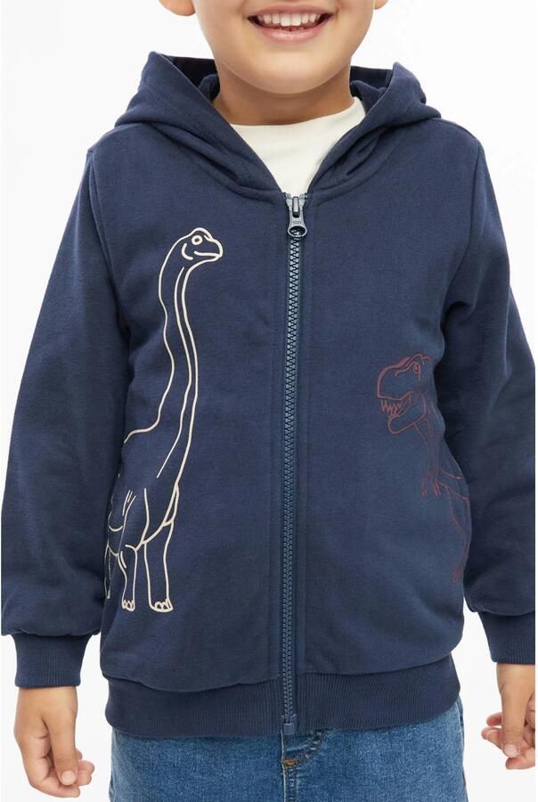 S.Oliver sweatvest met print donkerblauw Printopdruk