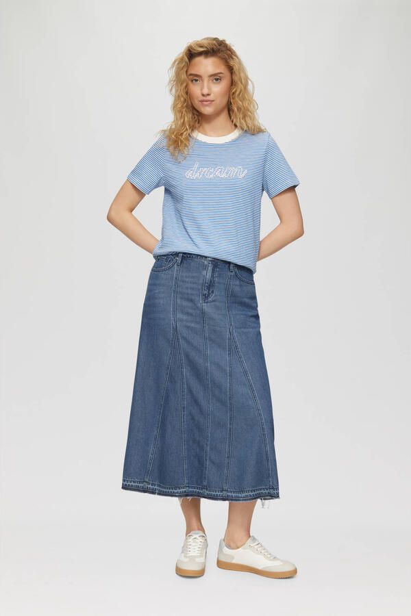 S.Oliver RED LABEL Regular fit T-shirt van puur katoen met tekst in sierkralen