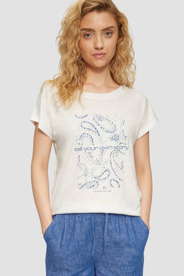 S.Oliver RED LABEL Relaxed fit T-shirt van een mix van katoen en viscose met artworkprint - Foto 2