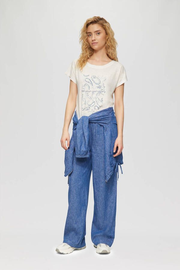 S.Oliver RED LABEL Relaxed fit T-shirt van een mix van katoen en viscose met artworkprint