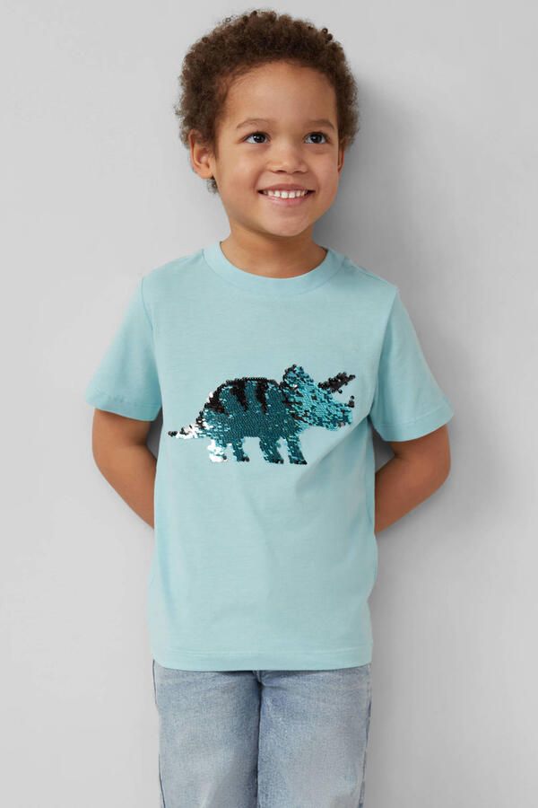 S.Oliver T-shirt lichtblauw met pailletten