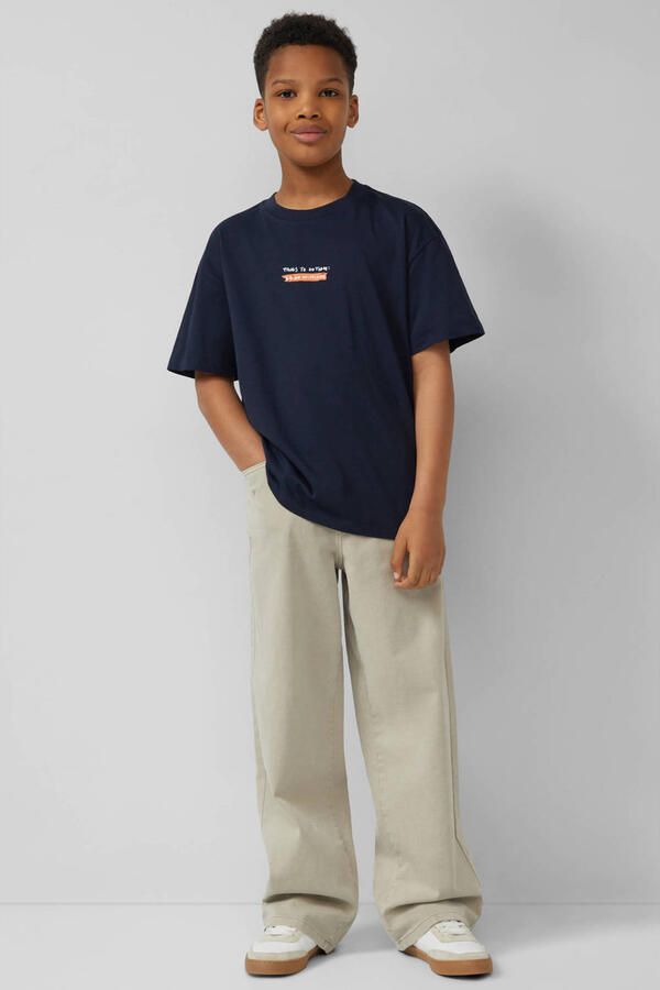 S.Oliver T-shirt met backprint donkerblauw