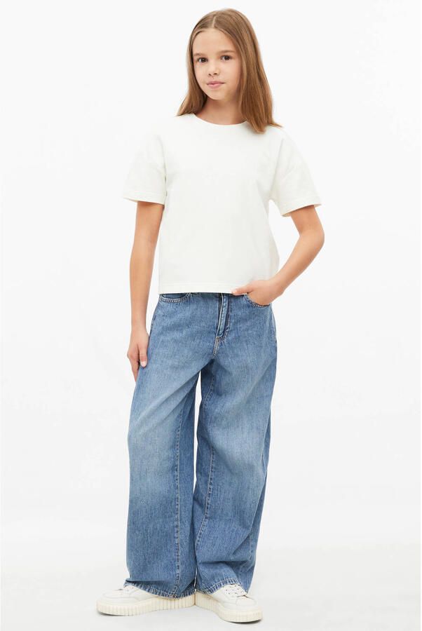 S.Oliver T-shirt met backprint wit Meisjes Stretchkatoen Ronde hals Backprint