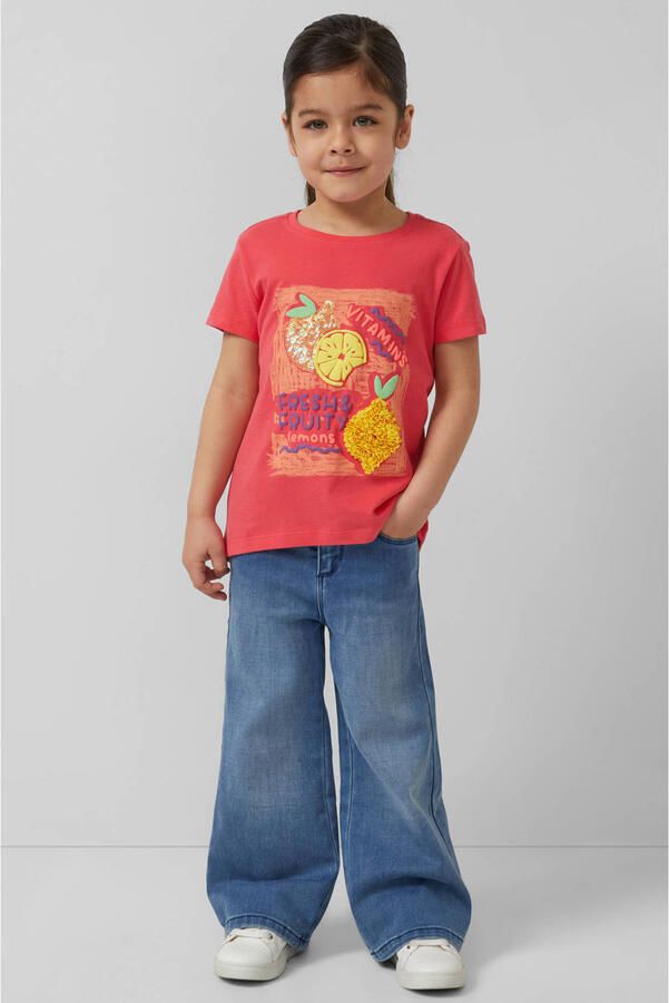 S.Oliver T-shirt met pailletten koraalrood - Foto 3