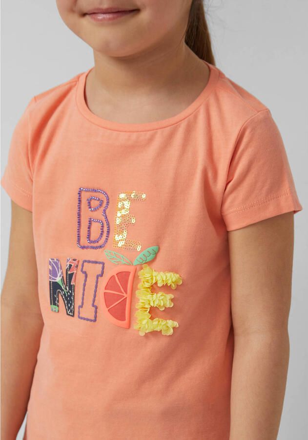 S.Oliver T-shirt met pailletten oranje - Foto 2