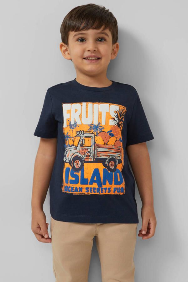 S.Oliver T-shirt met print donkerblauw