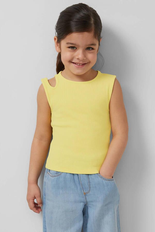 S.Oliver T-shirt rib gebreid geel