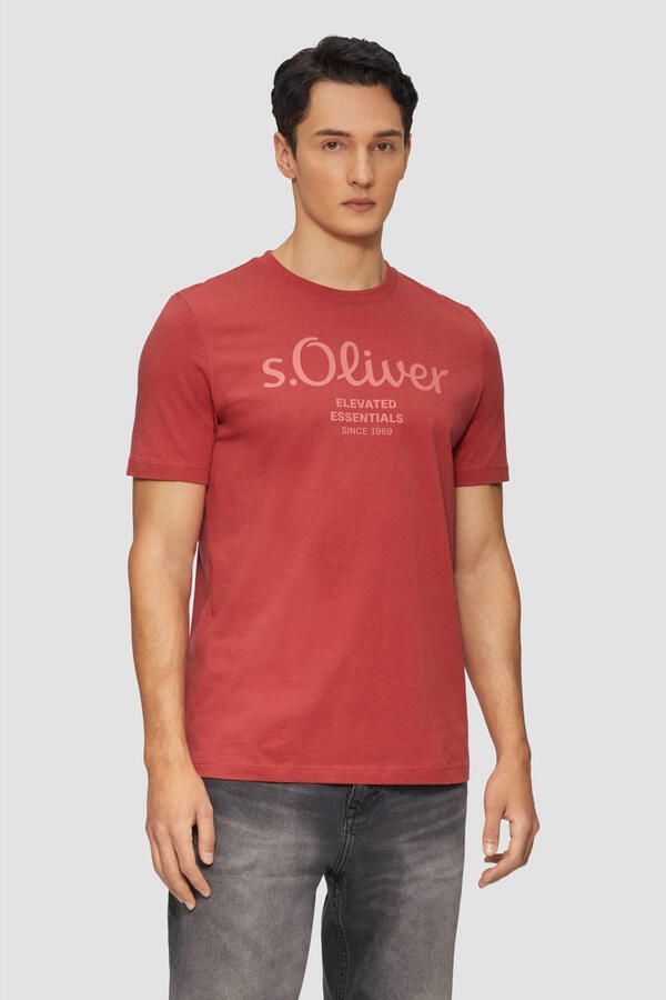 S.Oliver RED LABEL Regular fit T-shirt van puur katoen met grote labelprint - Foto 3