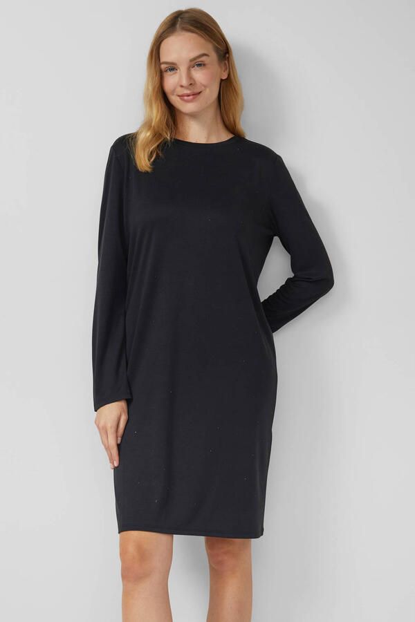 S.Oliver t-shirtjurk midi jurk met stippen zwart
