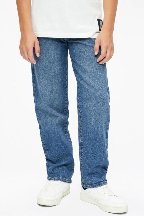 S.Oliver tapered jeans donkerblauw Jongens Denim Effen