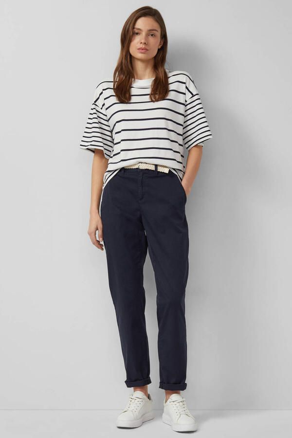S.Oliver tapered regular waist casual broek marineblauw