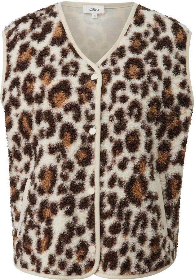 S.Oliver teddy gilet met panterprint bruin