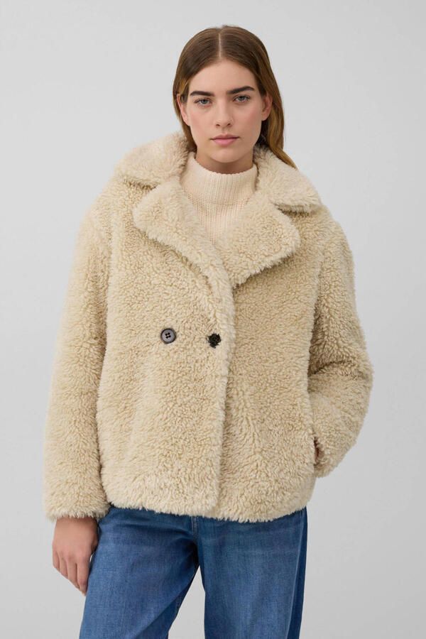 S.Oliver RED LABEL Relaxed fit jack van teddybont met reverskraag - Foto 3