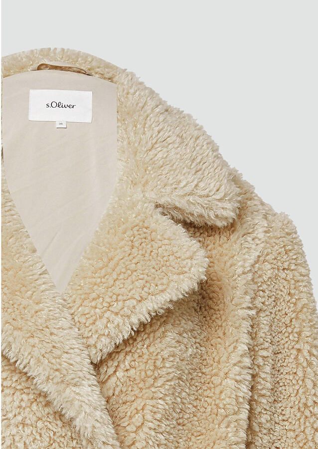 S.Oliver RED LABEL Relaxed fit jack van teddybont met reverskraag - Foto 1