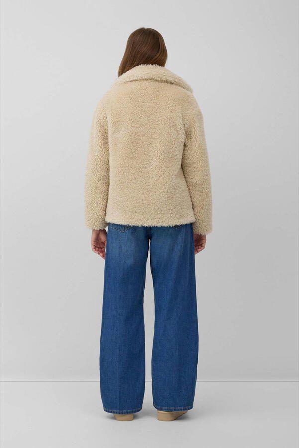 S.Oliver RED LABEL Relaxed fit jack van teddybont met reverskraag - Foto 4