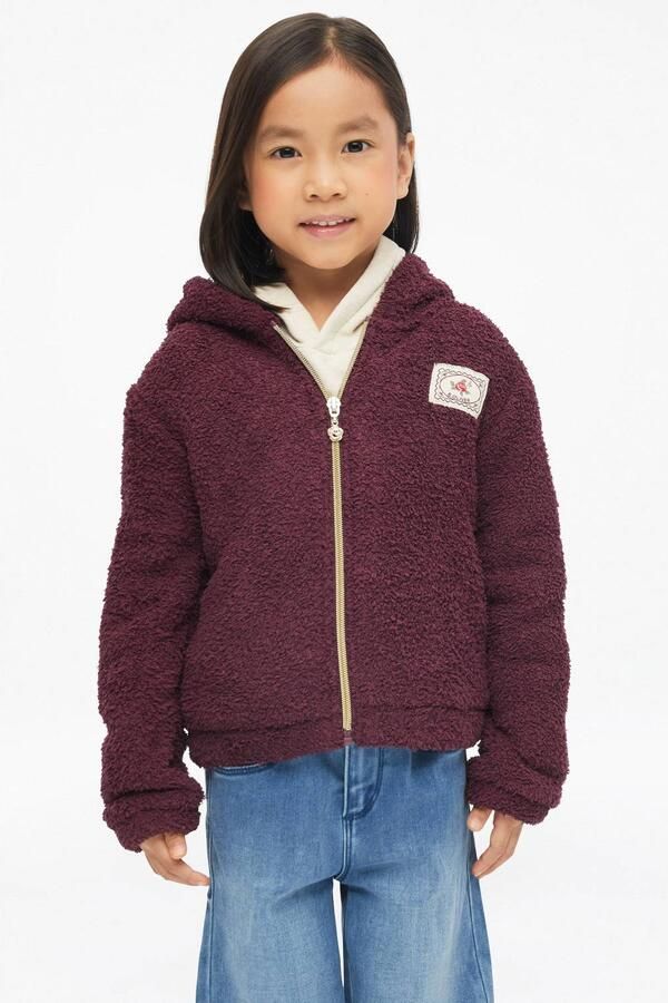 S.Oliver teddy jas met patches aubergine