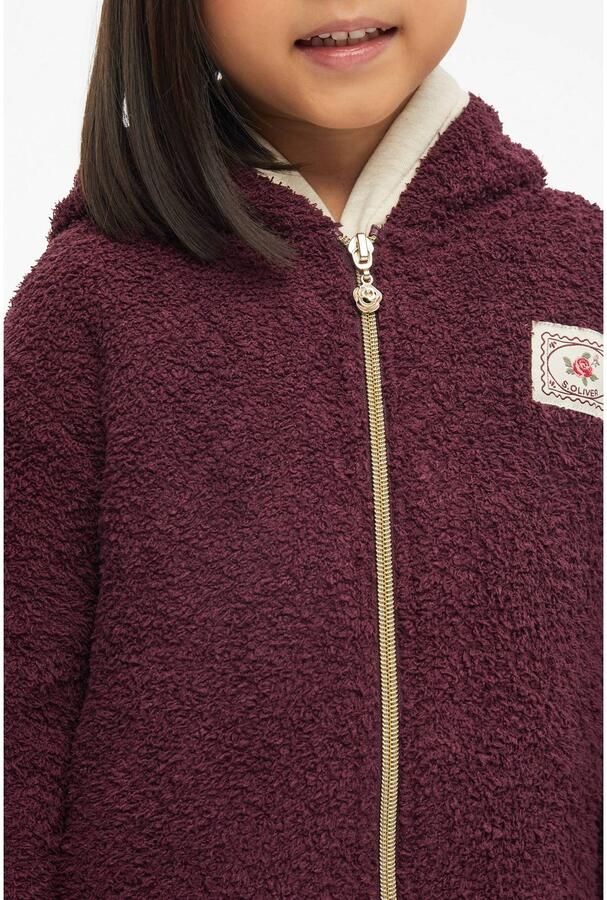 S.Oliver teddy jas met patches aubergine - Foto 2