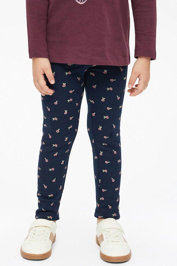 S.Oliver Thermo fleece legging met bloemenprint marineblauw